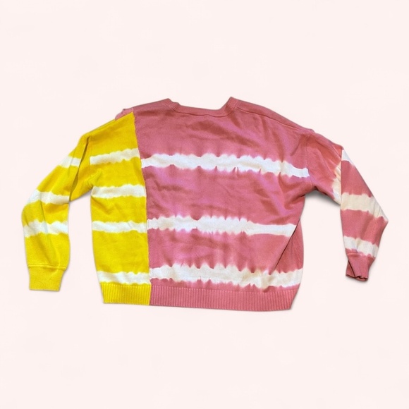 Parker Tie Dye Pink Yellow Jorja Asymmetrical Striped Sweater Preloved Size XL - Picture 3 of 5